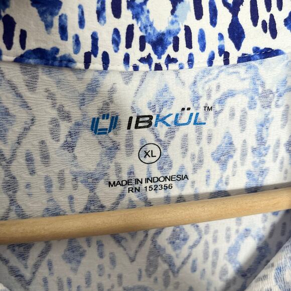 Ibkul Long Sleeve Quarter Zip Top Womens XL Blue White Mesh Elephant Print - Picture 5 of 8